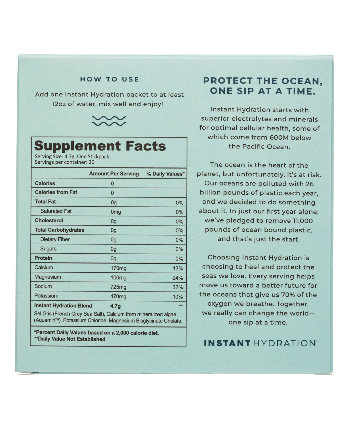 Instant Hydration: InstantHydration-30ct-2024-Mix-Unflavor-Facts