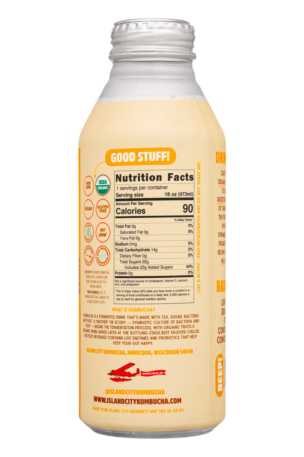 Island City Kombucha: IslandCityKombucha-16oz-2025-Ginger-Facts