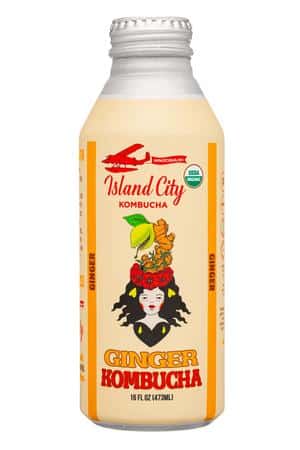 Island City Kombucha: IslandCityKombucha-16oz-2025-Ginger-Front