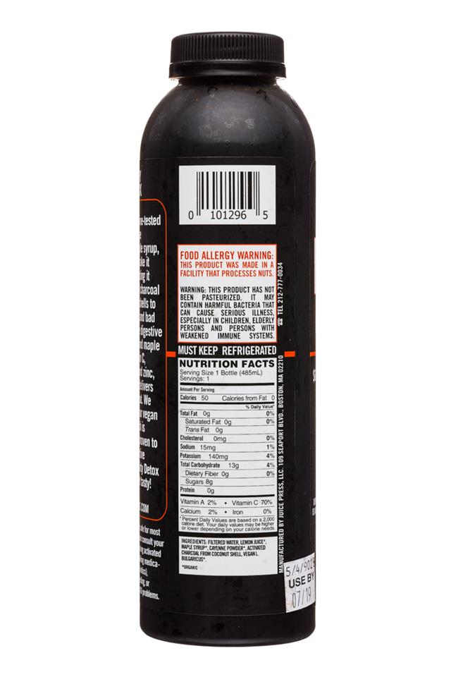 Juice Press: JuicePress-16oz-DirtyDetox-CayenneLemonCharcoalMaple-Facts