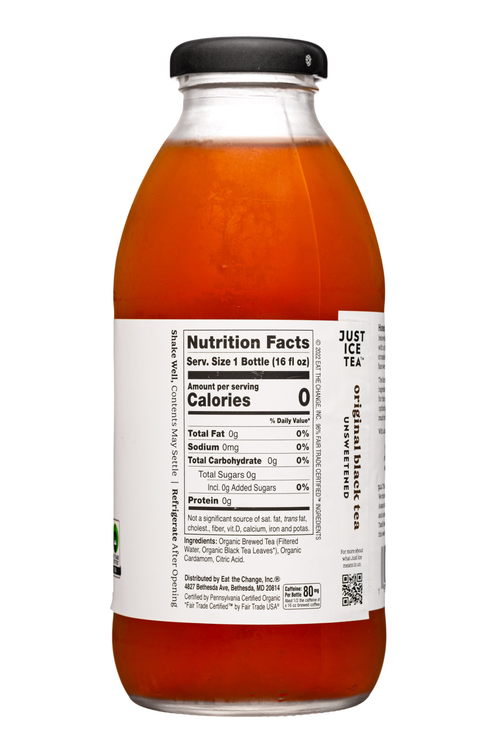 Just Ice Tea: EatTheChange-16oz-2023-JustIceTea-OriginalBlack-Facts