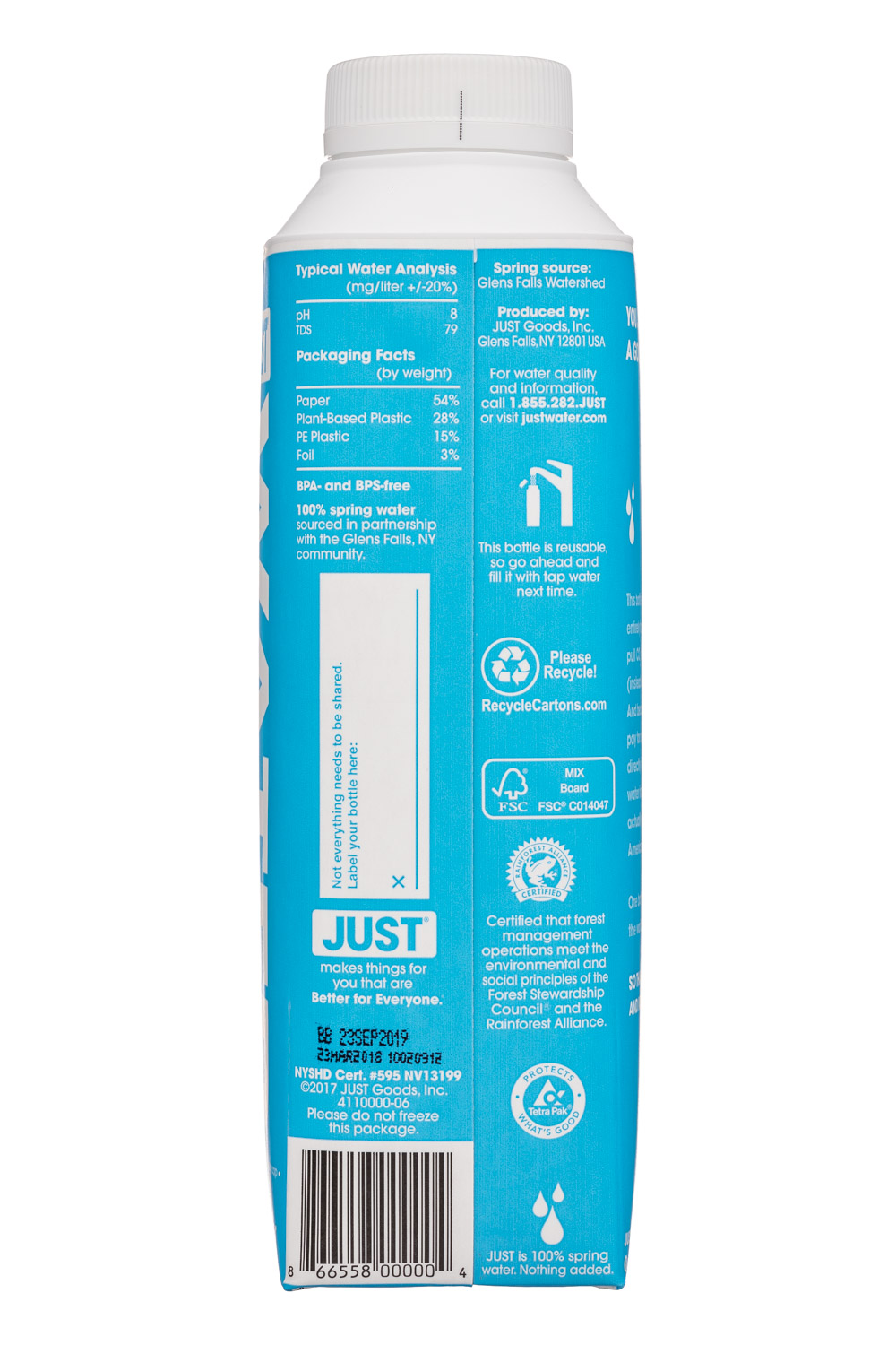 Just Water: JustWater-17oz-Facts