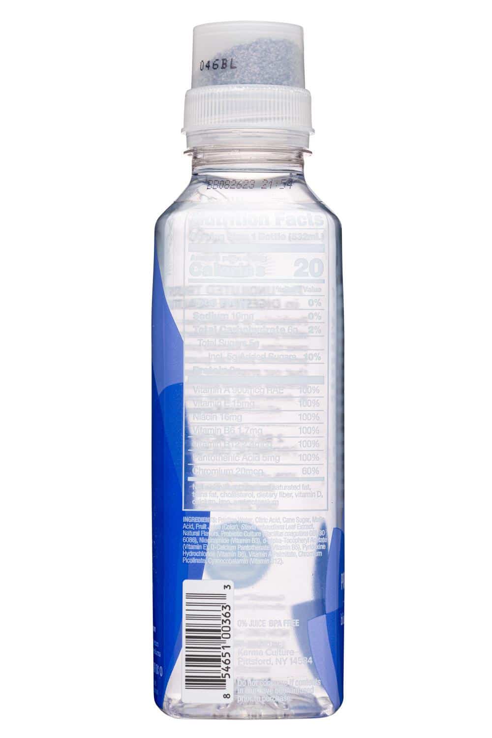 Karma Wellness Water: Karma-18oz-2022-ProbioticWater-BluebLemonade-Facts