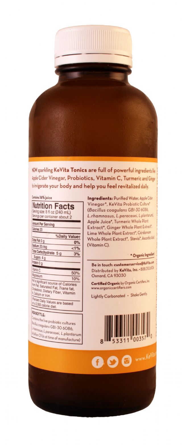 KeVita Tonics: KevitaTonics TumericGinger Facts