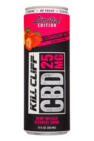 Kill Cliff: KillCliff-12oz-2020-RecoverDrink-StrawberryDaze-25CBD-Front