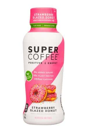 Super Coffee: SuperCoffee-12oz-2023-Energy-StrawbGlazedDonut-Front