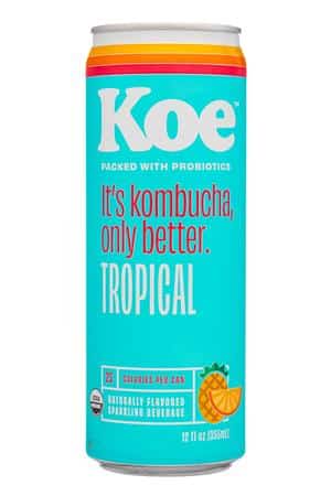 KOE  Organic Kombucha: Koe-12oz-2023-Kombucha-Tropical-Front