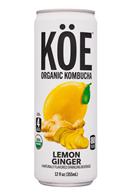 KOE  Organic Kombucha: Koe-12oz-Kombucha-LemonGinger-Front