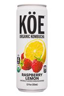 KOE  Organic Kombucha: Koe-12oz-Kombucha-RaspLemon-Front