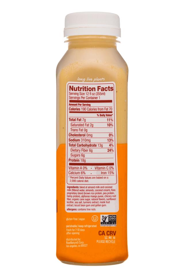 Koia: Koia-12oz-18gNutrition-MangoCreme-Facts