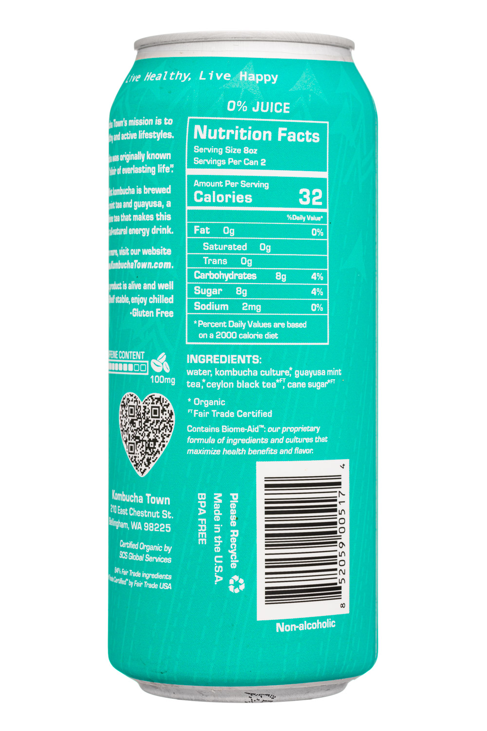 Kombucha Town: KombuchaTown-12oz-2024-Boost-CoolMint-Facts