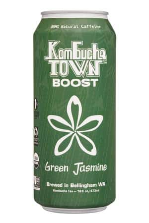Kombucha Town: KombuchaTown-12oz-2024-Boost-GreenJasmine-Front