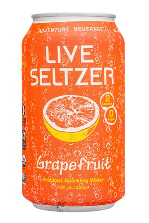 Kombucha Town: KombuchaTown-12oz-2024-LiveSeltzer-Grapefruit-Front