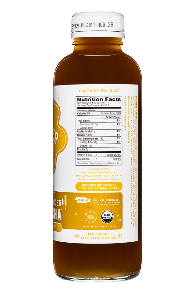 Wonder Drink: WonderDrink-Kombucha-15oz-HoneyLavender-Facts