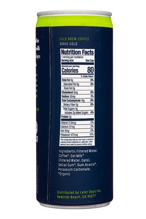 Later Days Coffee Co.: LaterDays-8oz-2021-ColdBrew-LilOat-Facts