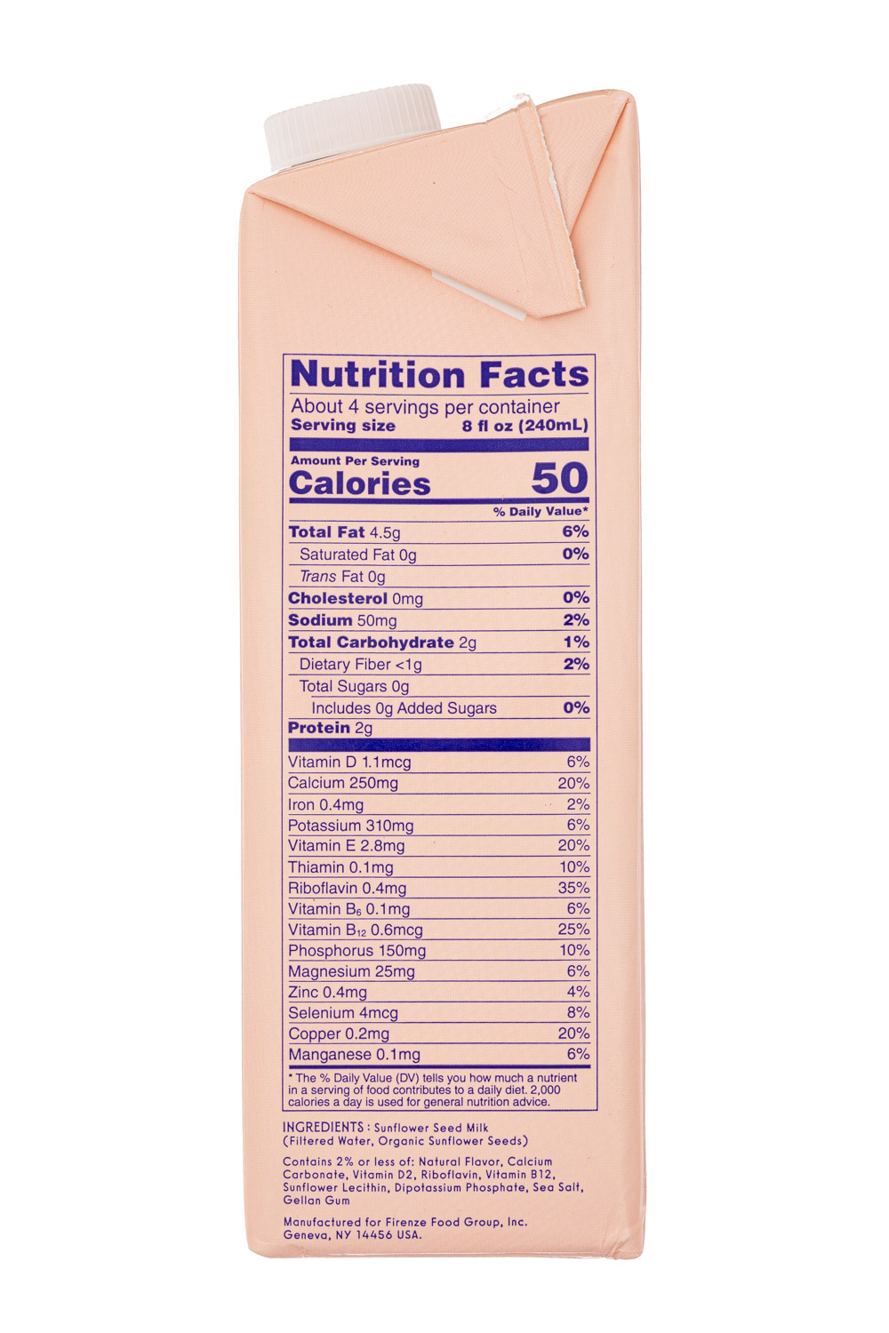 Lattini: Lattini-32oz-2023-SunflowerSeedMilk-Unsweet-Facts
