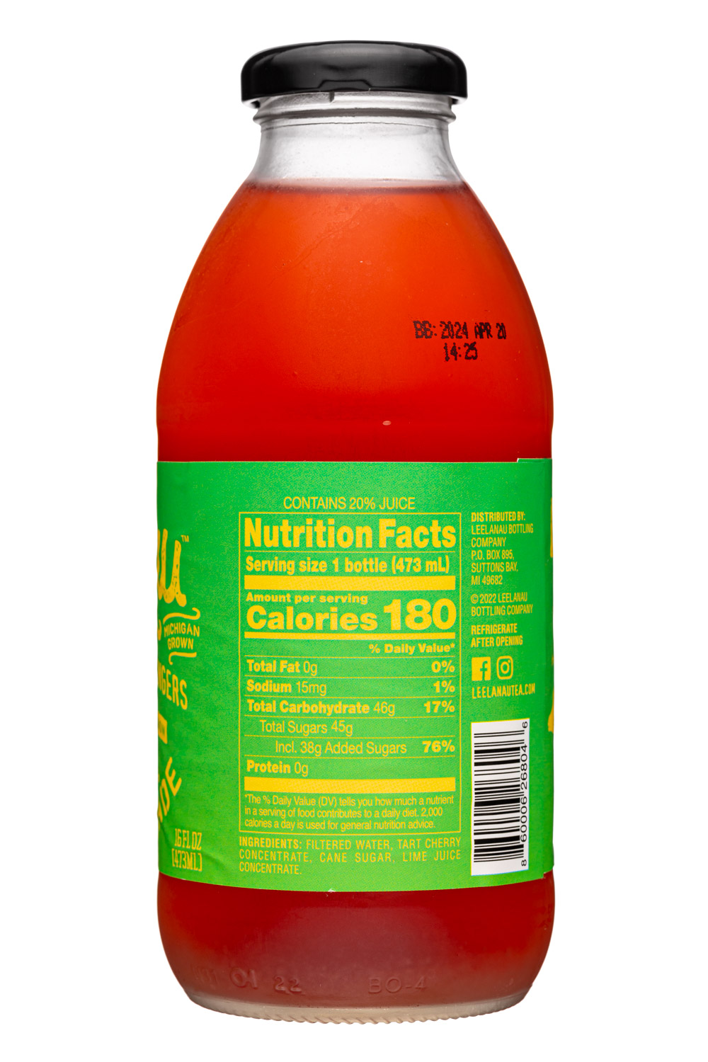 Leelanau: Leelanau-16oz-2022-Tea-CherryLimeade-Facts