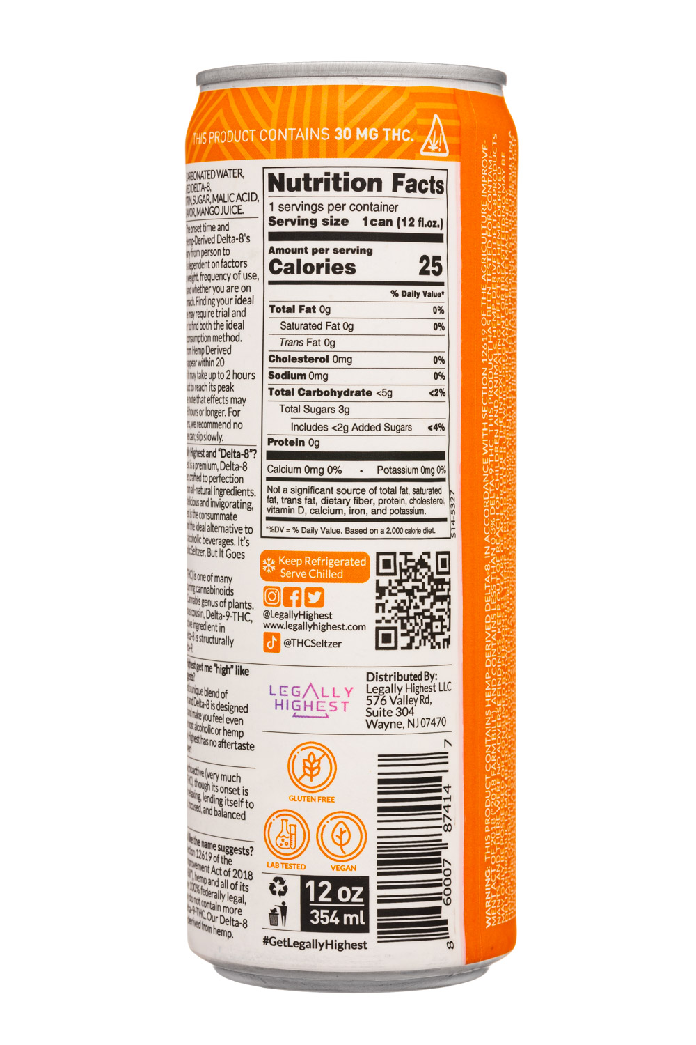 Legally Highest THC Seltzer: LegallyHighest-12oz-2023-THCSeltz-Mango-Facts