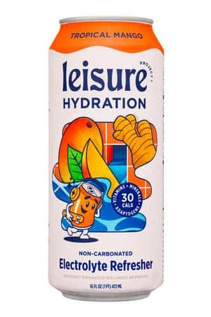 Leisure Hydration: LeisureHydration-16oz-2023-ElectroluteRefresher-TropicalMango-Front