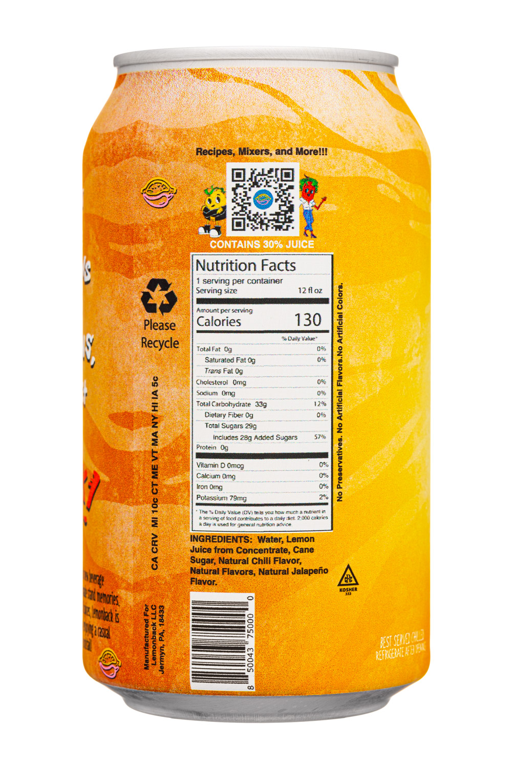 LemonBack: Lemonback-12oz-2023-SpicyLemonade-Original-Facts