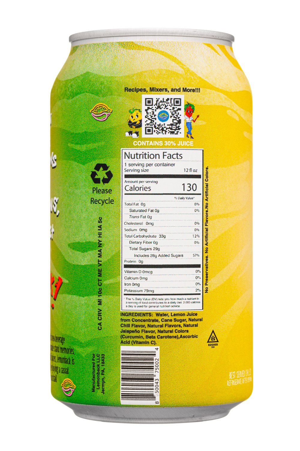 LemonBack: Lemonback-12oz-2023-SpicyLemonade-Pineapple-Facts