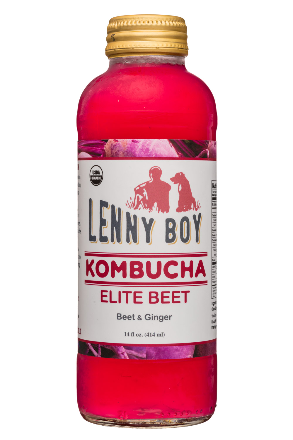 Lenny Boy Kombucha: LennyBoy-14oz-Kombucha-EliteBeet-Front