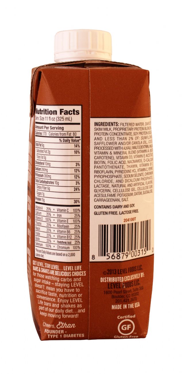 Level Life Protein Shake: Level Chocolate Facts