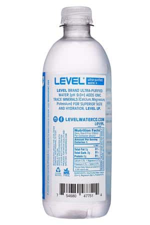 LEVEL Water: LevelWaterCo-17oz-2024-ph9-UltraPure-Facts