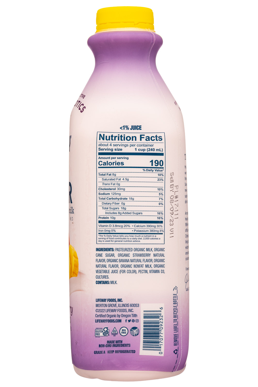 Lifeway Organic: Lifeway-32oz-2023-Kefir-StrawbBanana-Facts