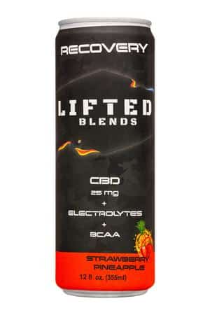 Lifted Blends: LiftedBlends-12oz-2024-RecoveryCBD-StrawbPine-Front