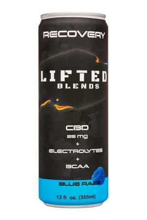 Lifted Blends: LiftedBlends-12oz-2024-RecoveryCBD-BlueRazz-Front