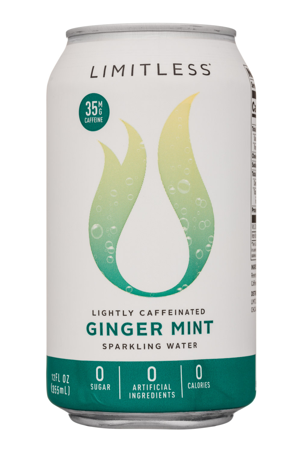 Limitless Coffee Sparkling Water: Limitless-12oz-CaffeinatedSparkling-GingerMint-Front