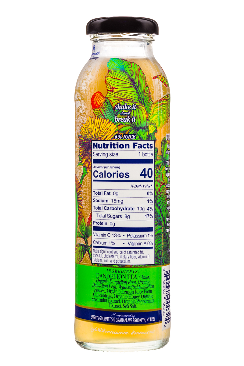 Lion Botanical Tonic: Lion-DandelionTea-10oz-Mint-Facts