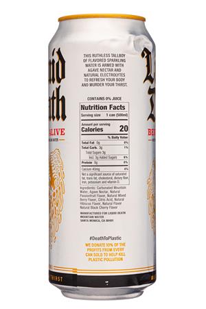 Liquid Death: LiquidDeath-17oz-2022-Sparkling-BerryItAlive-Facts