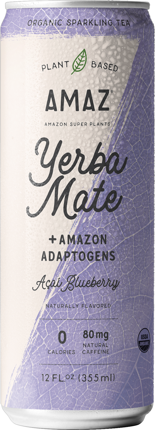 AMAZ Organic Sparkling Yerba Mate+ AMAZON Adaptogens: Acai Blueberry