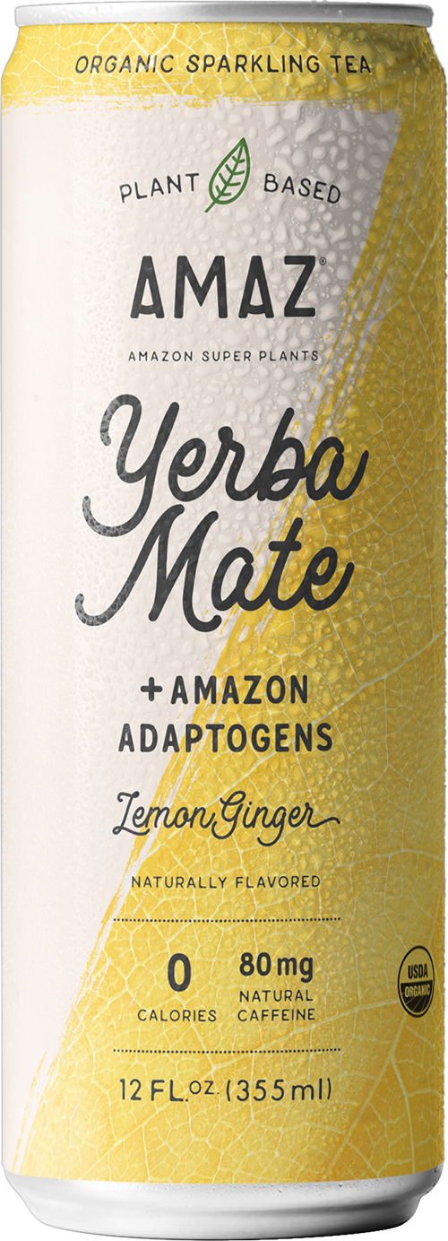 AMAZ Organic Sparkling Yerba Mate+ AMAZON Adaptogens: Lemon Ginger