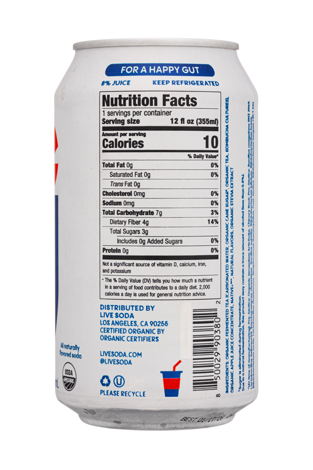 LIVE Kombucha: Live-12oz-2025-OGLivingSoda-FountainCola-Facts