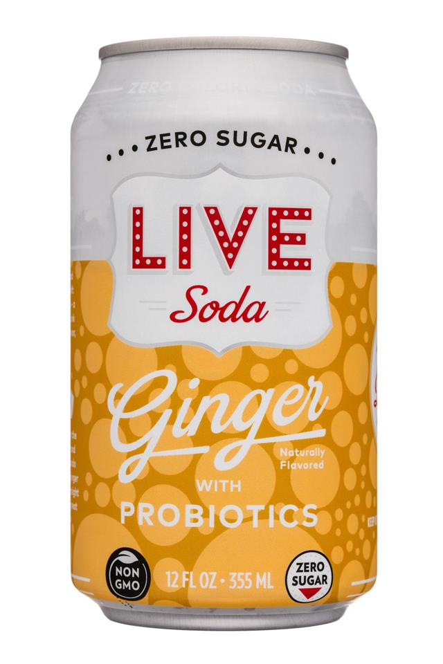 LIVE Kombucha: LiveSoda-12oz-Probiotics-Ginger-Front