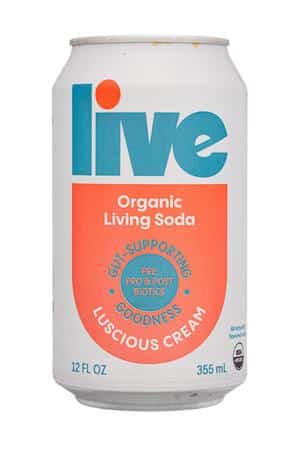 LIVE Kombucha: Live-12oz-2025-OGLivingSoda-LusciousCream-Front