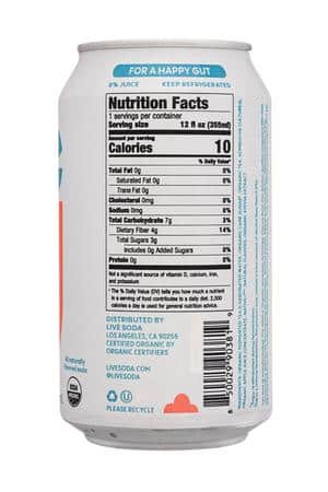 LIVE Kombucha: Live-12oz-2025-OGLivingSoda-LusciousCream-Facts