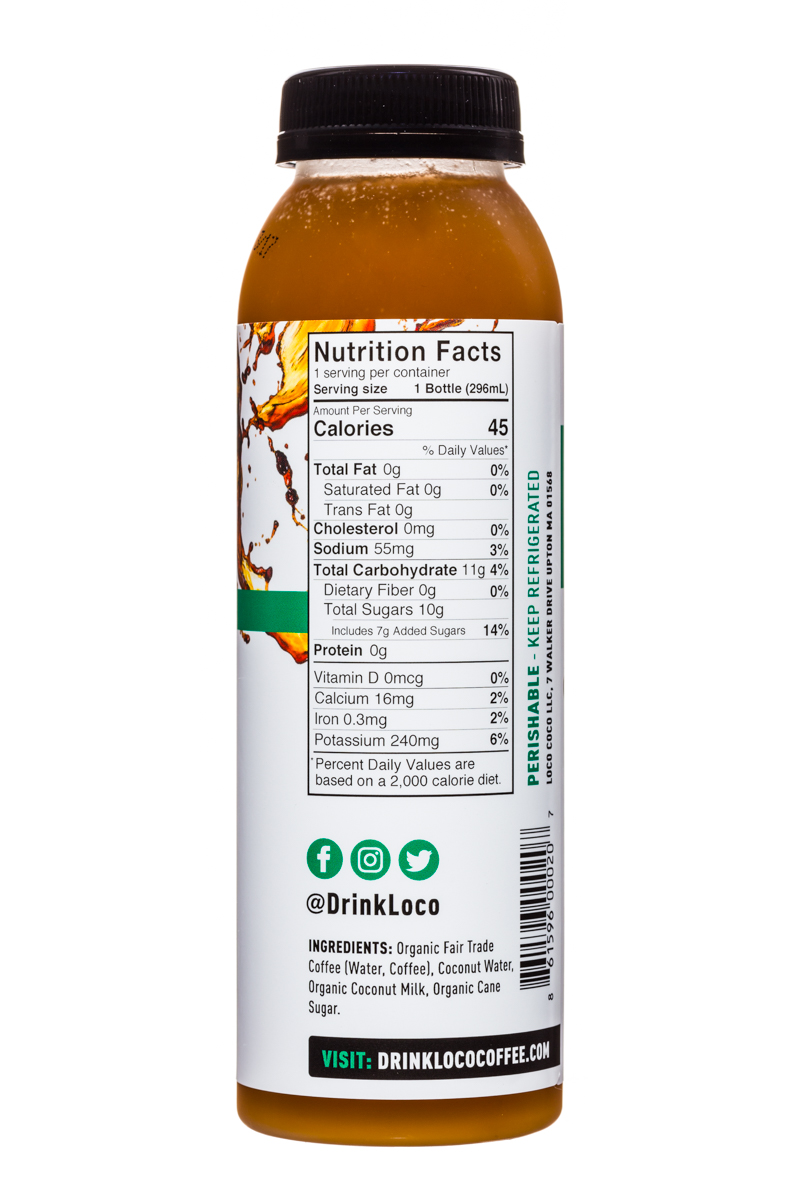 Loco Coco: LocoCoffee-CoconutWater-ColdBrew-10oz-Latte-Facts