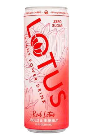 Lotus Energy Drinks: Lotus-12oz-2025-Red-Front
