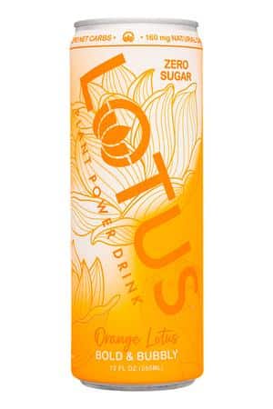 Lotus Energy Drinks: Lotus-12oz-2025-Orange-Front
