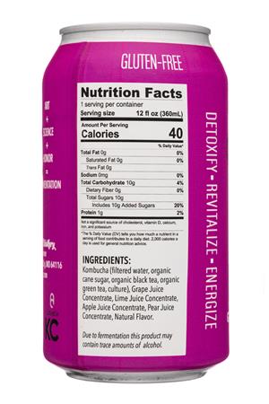 Lucky Elixir Kombucha: LuckyElixer-12oz-2020-Kombucha-GrapeLime-facts