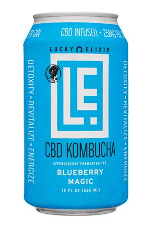 Lucky Elixir Kombucha: LuckyElixer-12oz-2020-Kombucha-BluebMagic-Front
