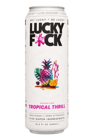 Lucky Energy: LuckyFck-20oz-2023-Sparkling-TropicalThrill-Front