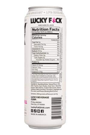 Lucky Energy: LuckyFck-20oz-2023-Sparkling-TropicalThrill-Facts