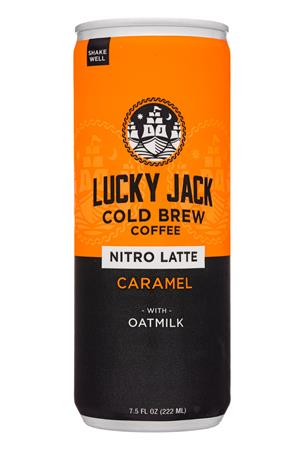 Lucky Jack Cold Brew Coffee: LuckyJack-8oz-2021-NitroOatLatte-Caramel-Front