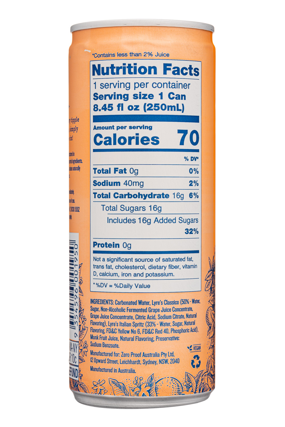 Lyre's: Lyres-8oz-2021-NonAlcCocktail-AmalfiSpritz-Facts