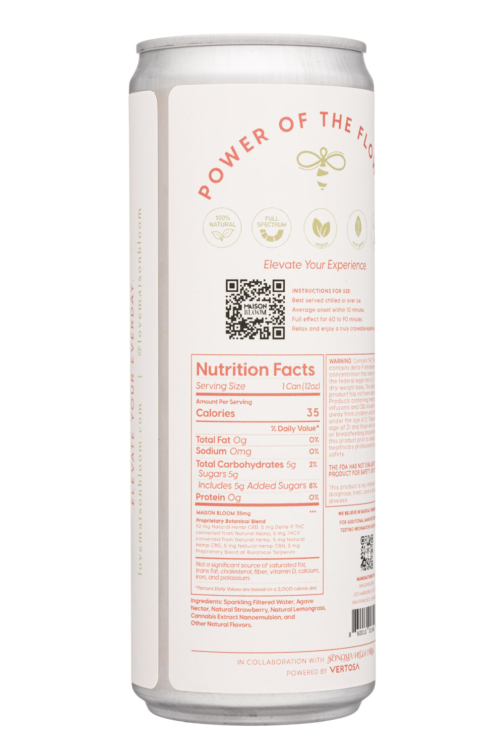 Maison Bloom: MaisonBloom-12oz-2023-Seltzer-StrawbLemongrass-Facts